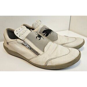 Fly London Shoes Womens 41 10.5US Casual Comfort Sneakers White Leather Slip On